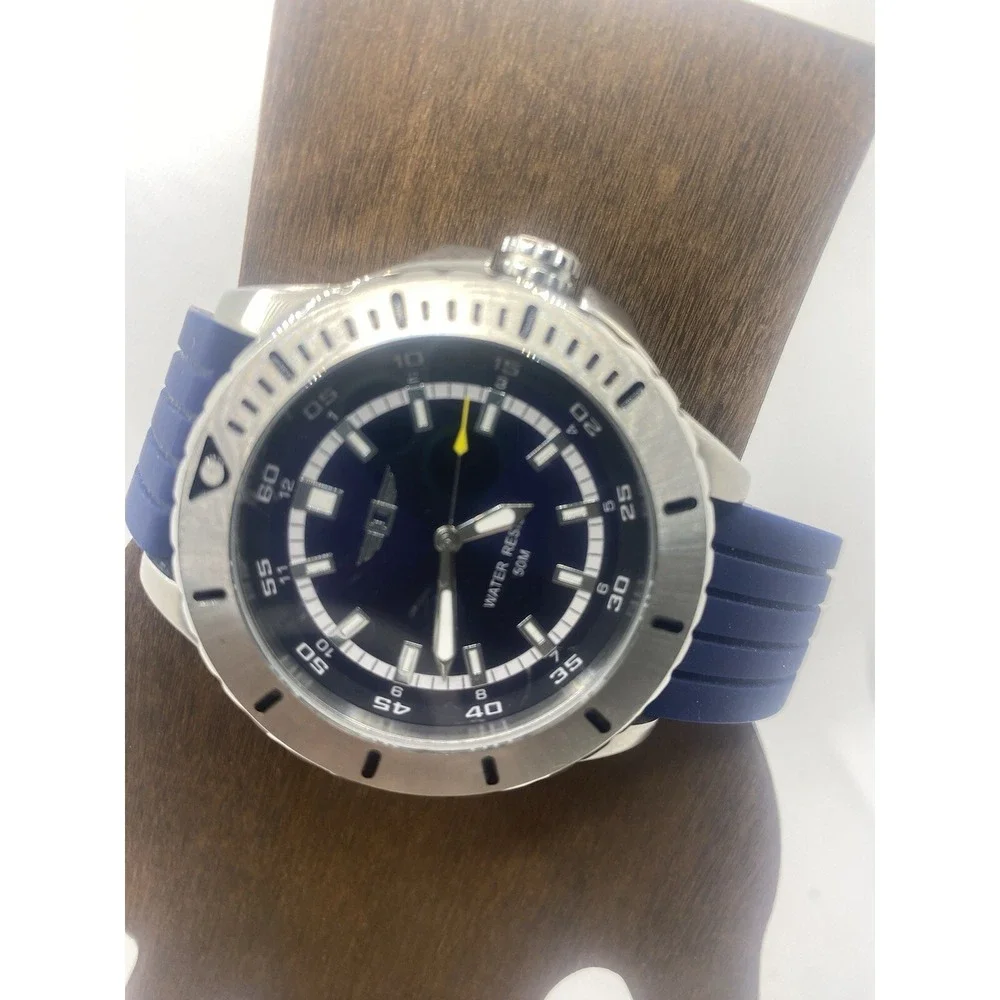 Invicta Mens Watch Silver w/ Blue Face & Band No.10004-002-NEW BATTERY
